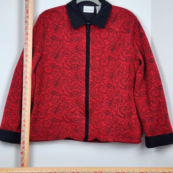 Alfred Dunner Quilted Butterfly Red Zip Up Jacket Size 14 - Picture 11 of 11